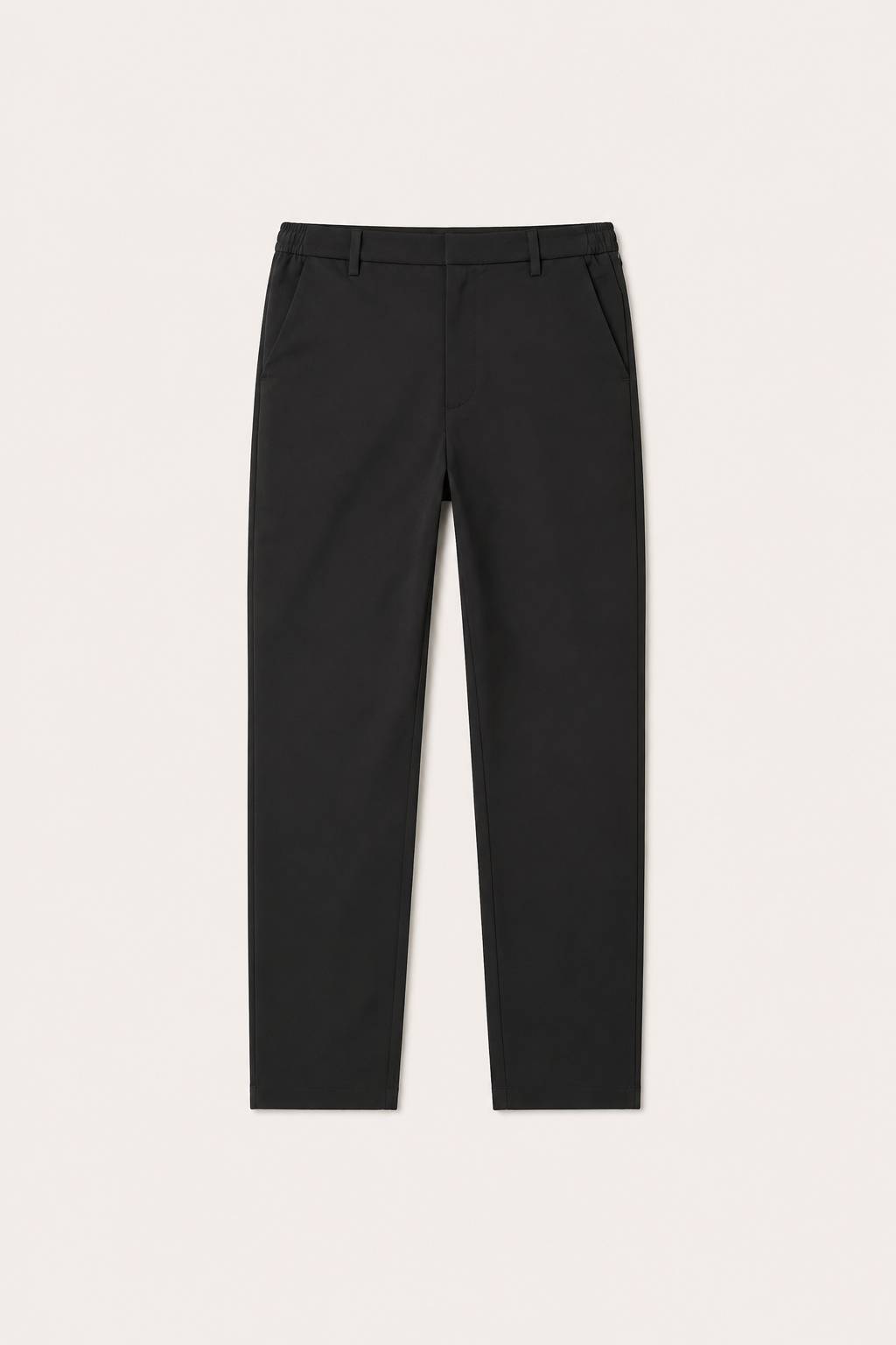 VELLINI Black Slim Straight Cotton-Blend Trousers