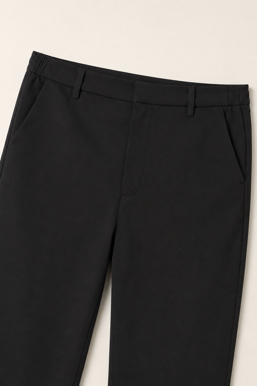 VELLINI Black Slim Straight Cotton-Blend Trousers