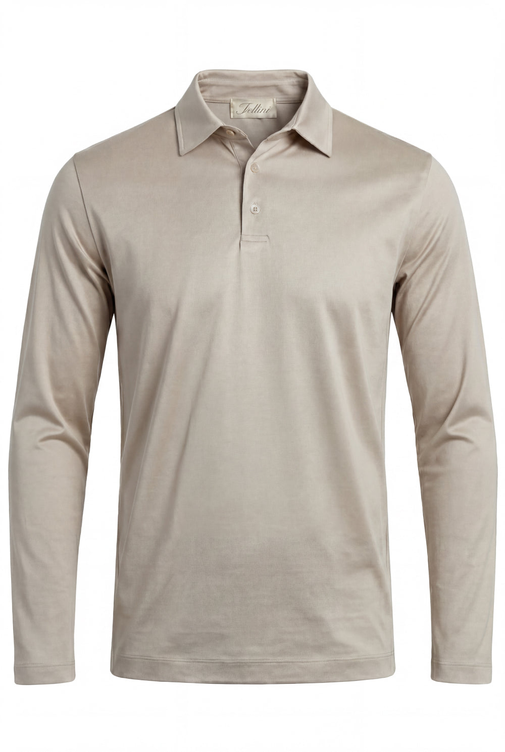 Lorenzo Long-Sleeve Polo Sand Beige
