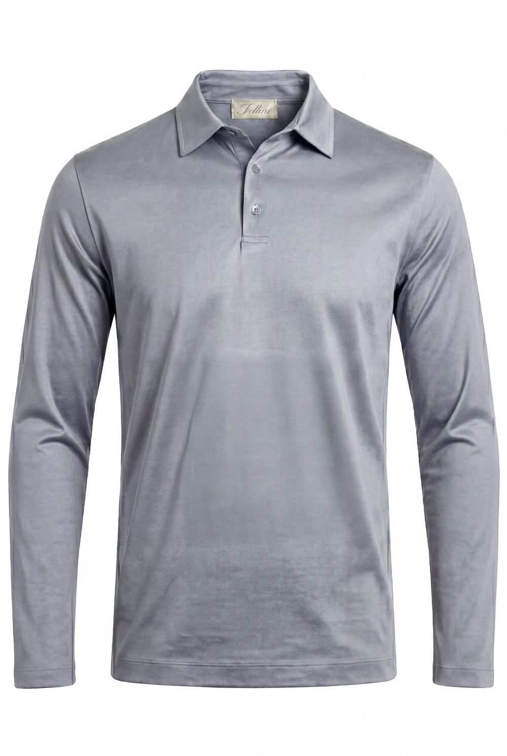 Lorenzo Long-Sleeve Mercerized Polo Argento Grey