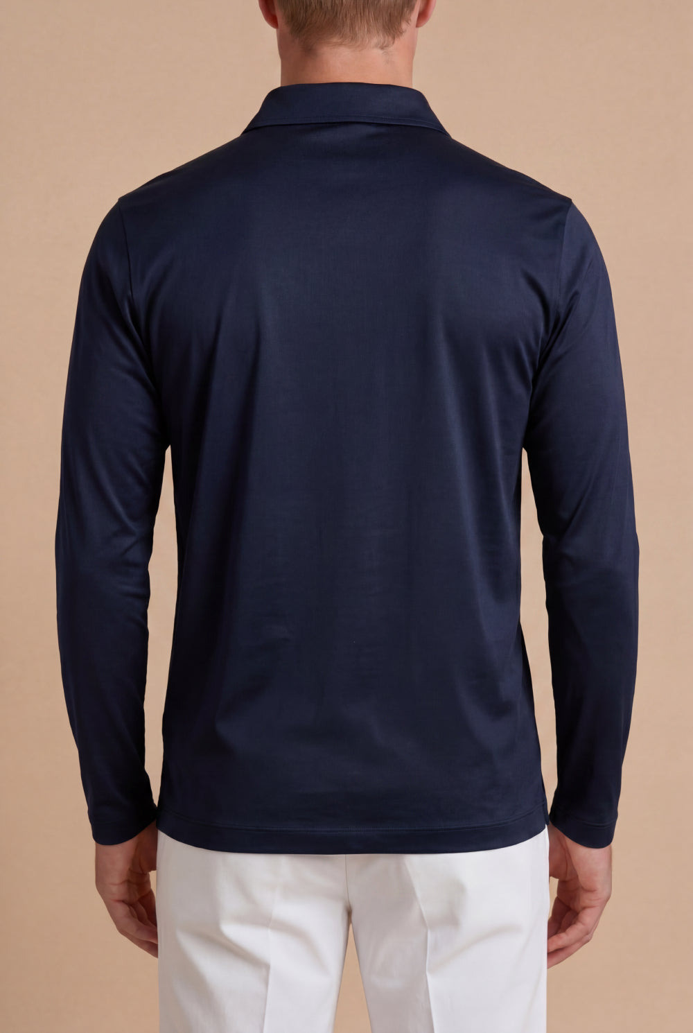 Lorenzo Long-Sleeve Mercerized Polo Deep Navy