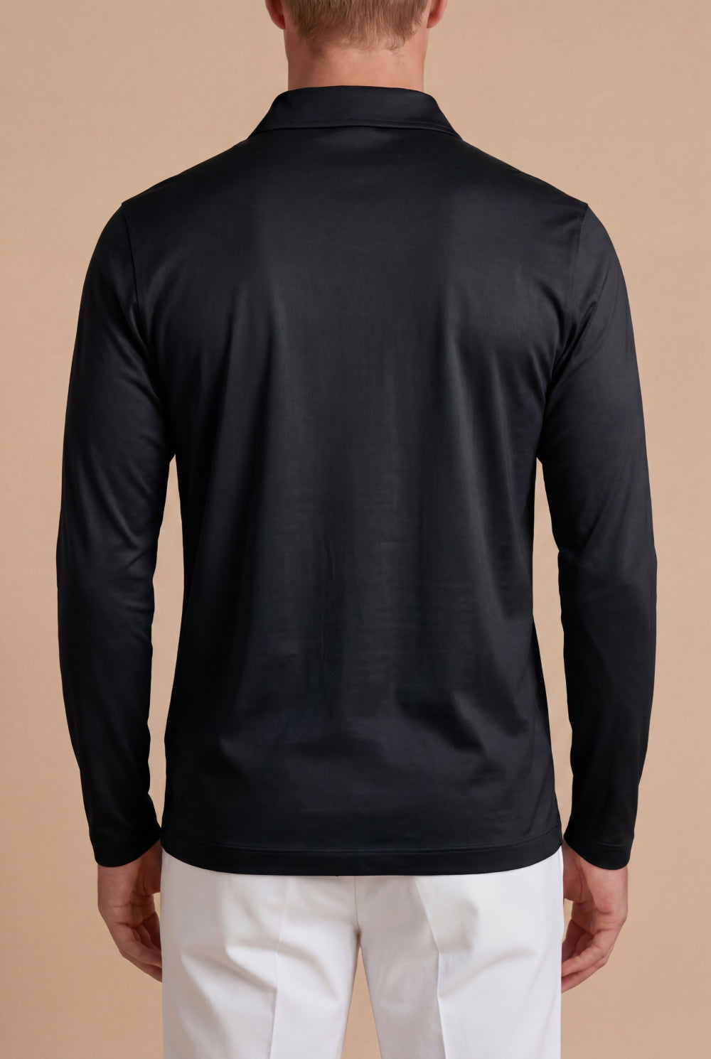 The Lorenzo Long-Sleeve Polo Black