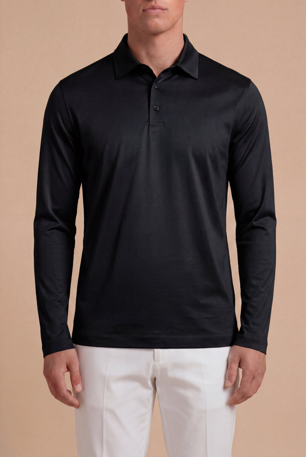 The Lorenzo Long-Sleeve Polo Black