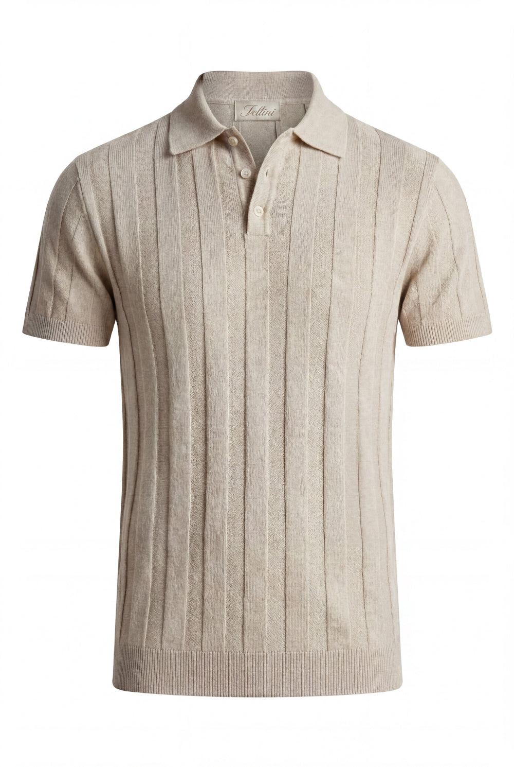 The Bellagio Ribbed Knit Polo Beige