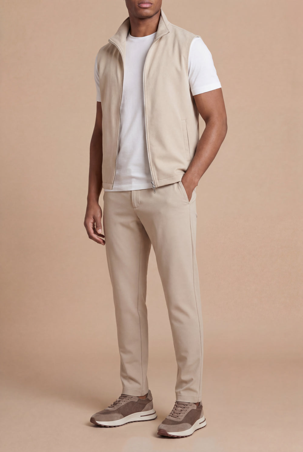 Valerio Body Warmer Vest Ecru Beige