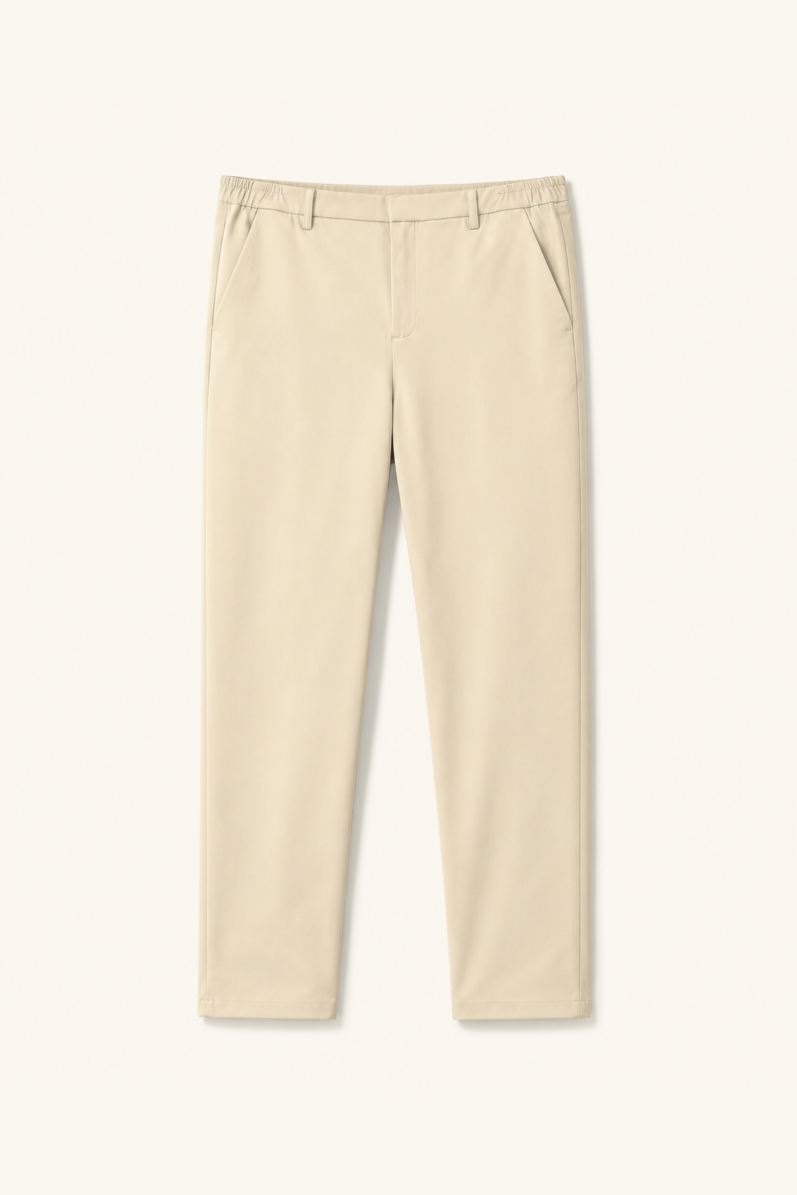 VELLINI Beige Slim Straight Cotton-Blend Trousers