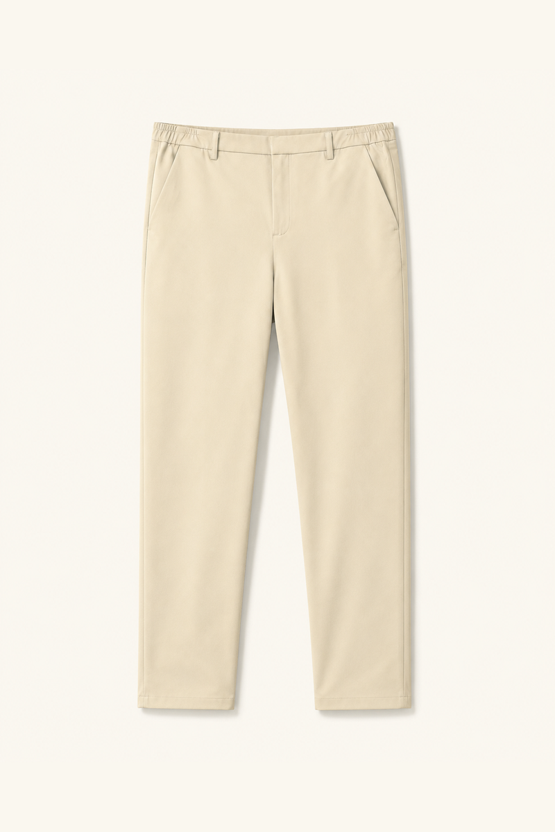VELLINI Beige Slim Straight Cotton-Blend Trousers