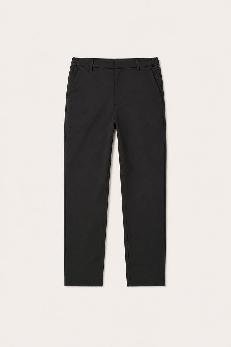 VELLINI Black Slim Straight Cotton-Blend Trousers