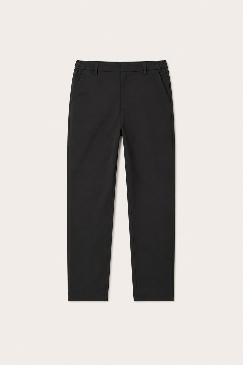 VELLINI Black Slim Straight Cotton-Blend Trousers