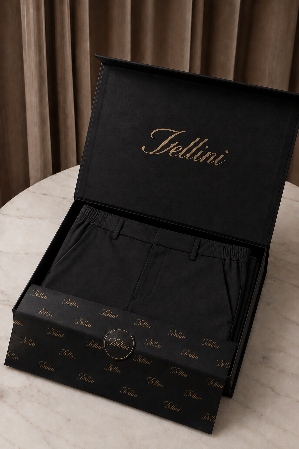 VELLINI Black Slim Straight Cotton-Blend Trousers