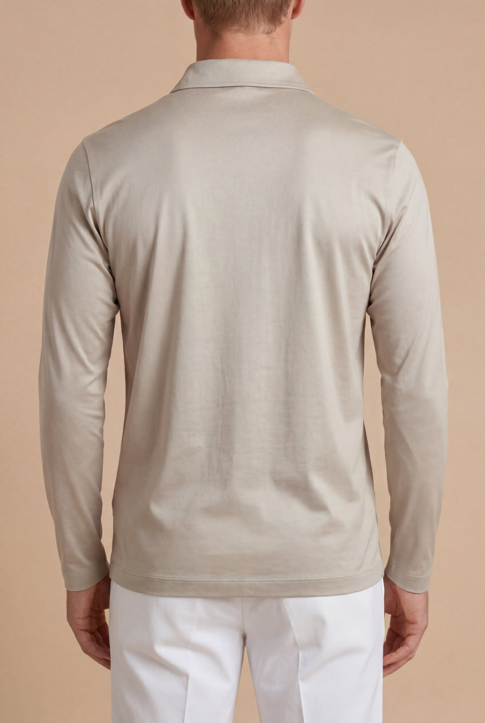 Lorenzo Long-Sleeve Polo Sand Beige