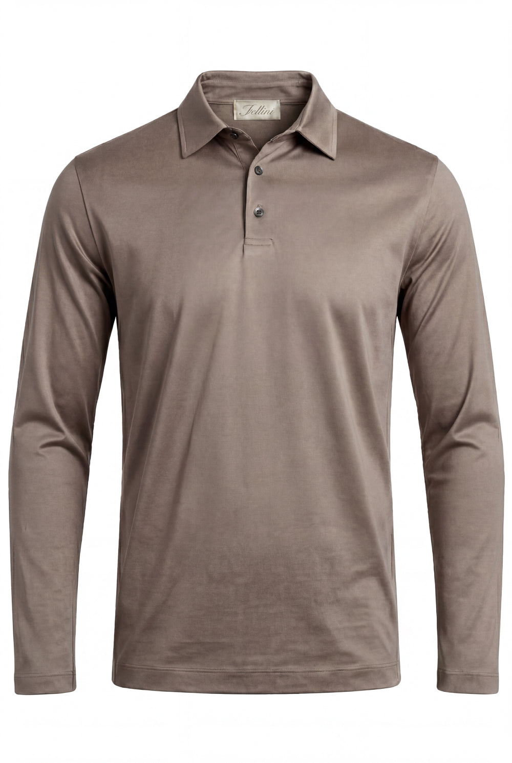 Lorenzo Long-Sleeve Mercerized Polo Brown