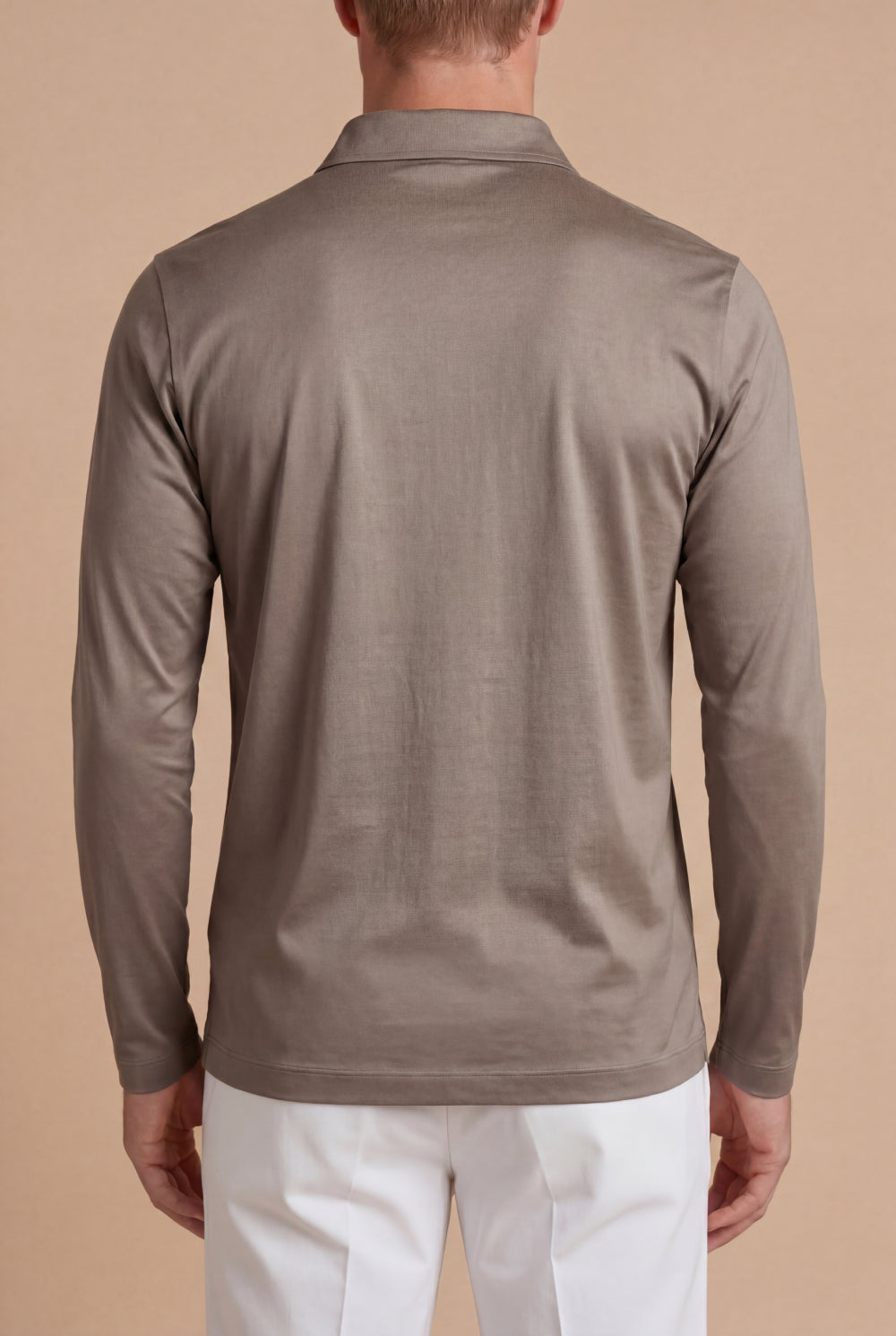 Lorenzo Long-Sleeve Mercerized Polo Brown