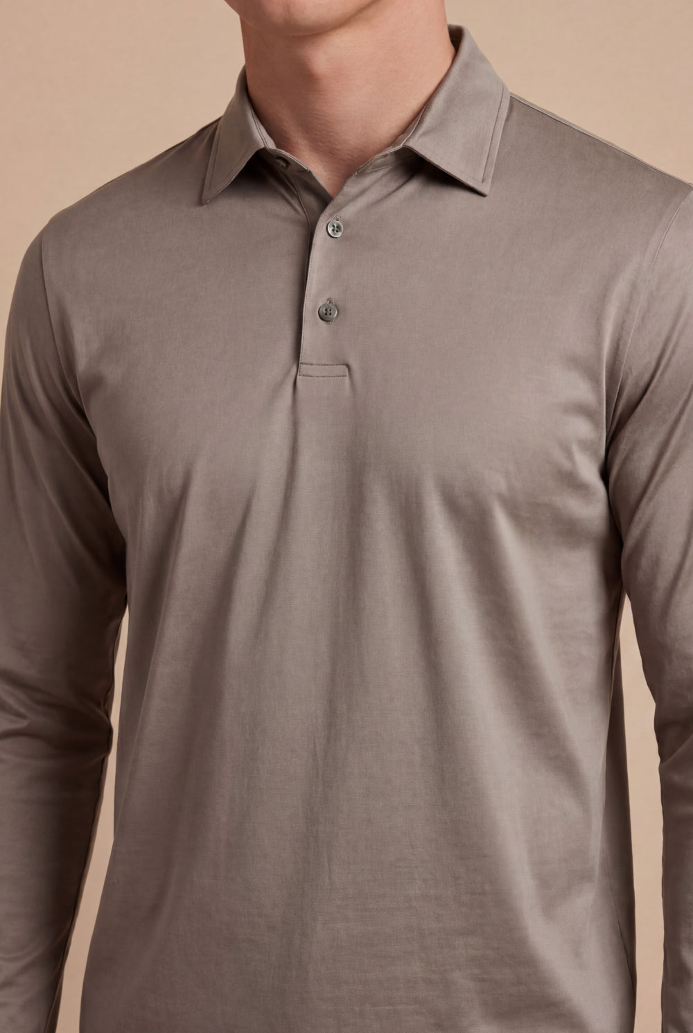 Lorenzo Long-Sleeve Mercerized Polo Brown