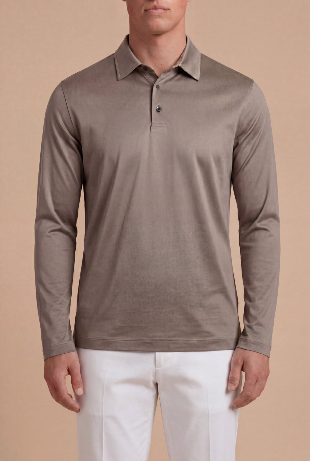 Lorenzo Long-Sleeve Mercerized Polo Brown