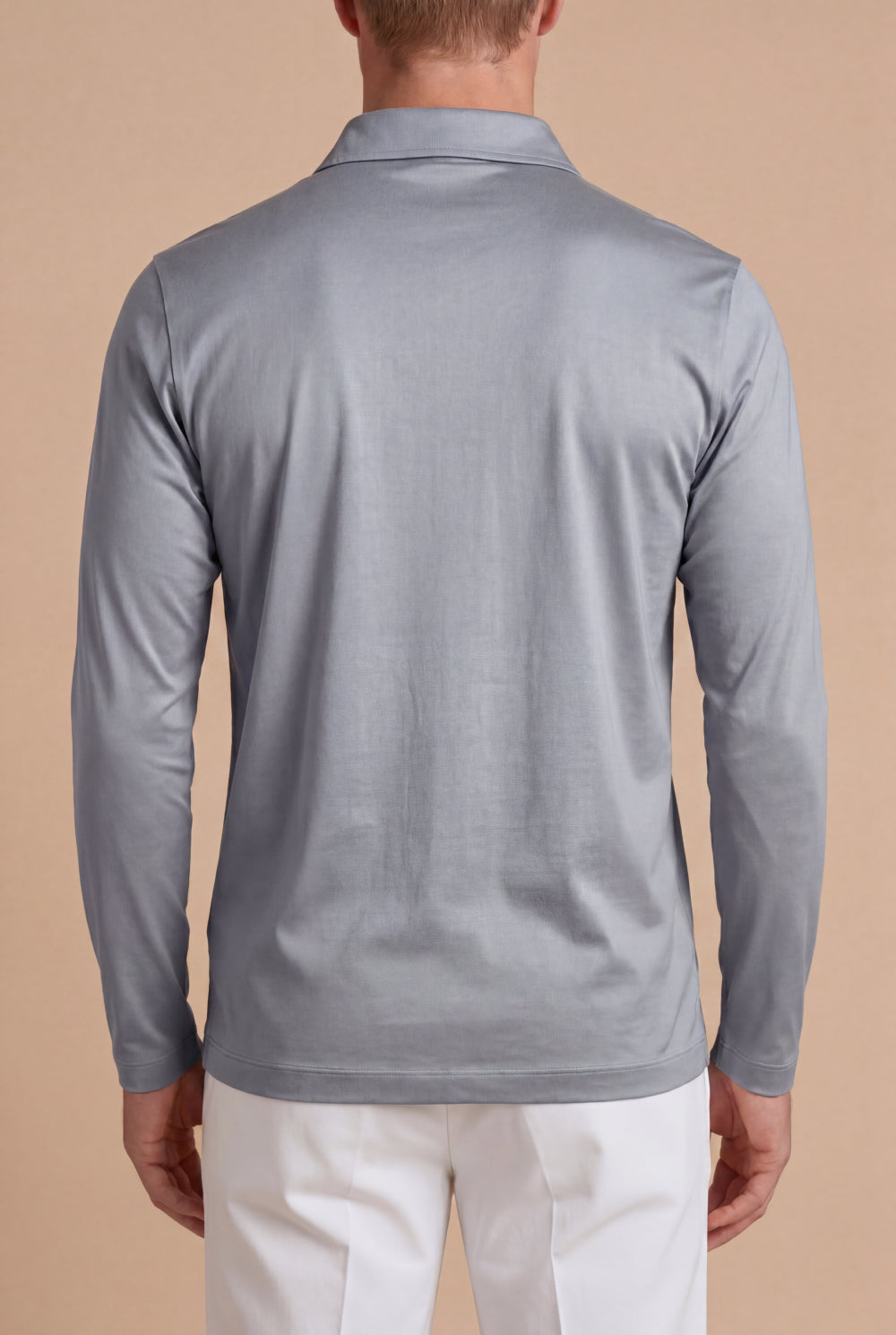 Lorenzo Long-Sleeve Mercerized Polo Argento Grey