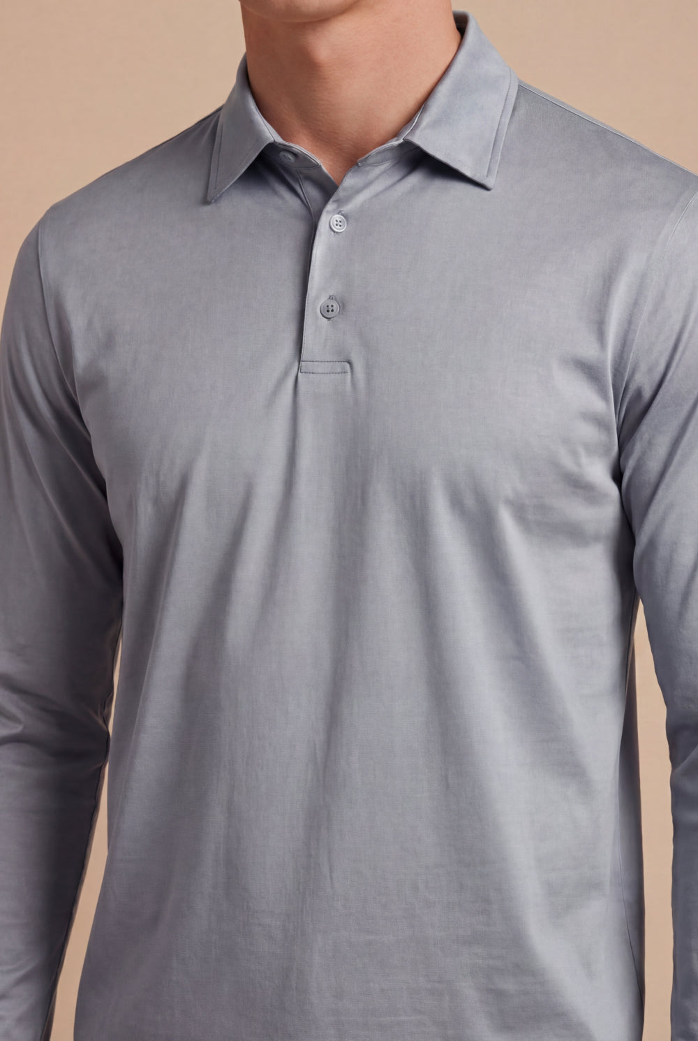 Lorenzo Long-Sleeve Mercerized Polo Argento Grey