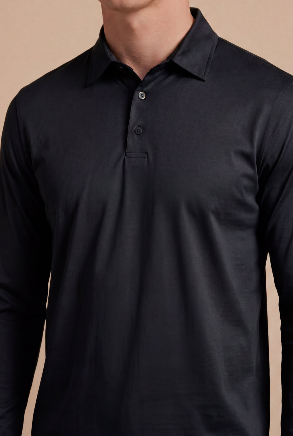 The Lorenzo Long-Sleeve Polo Black