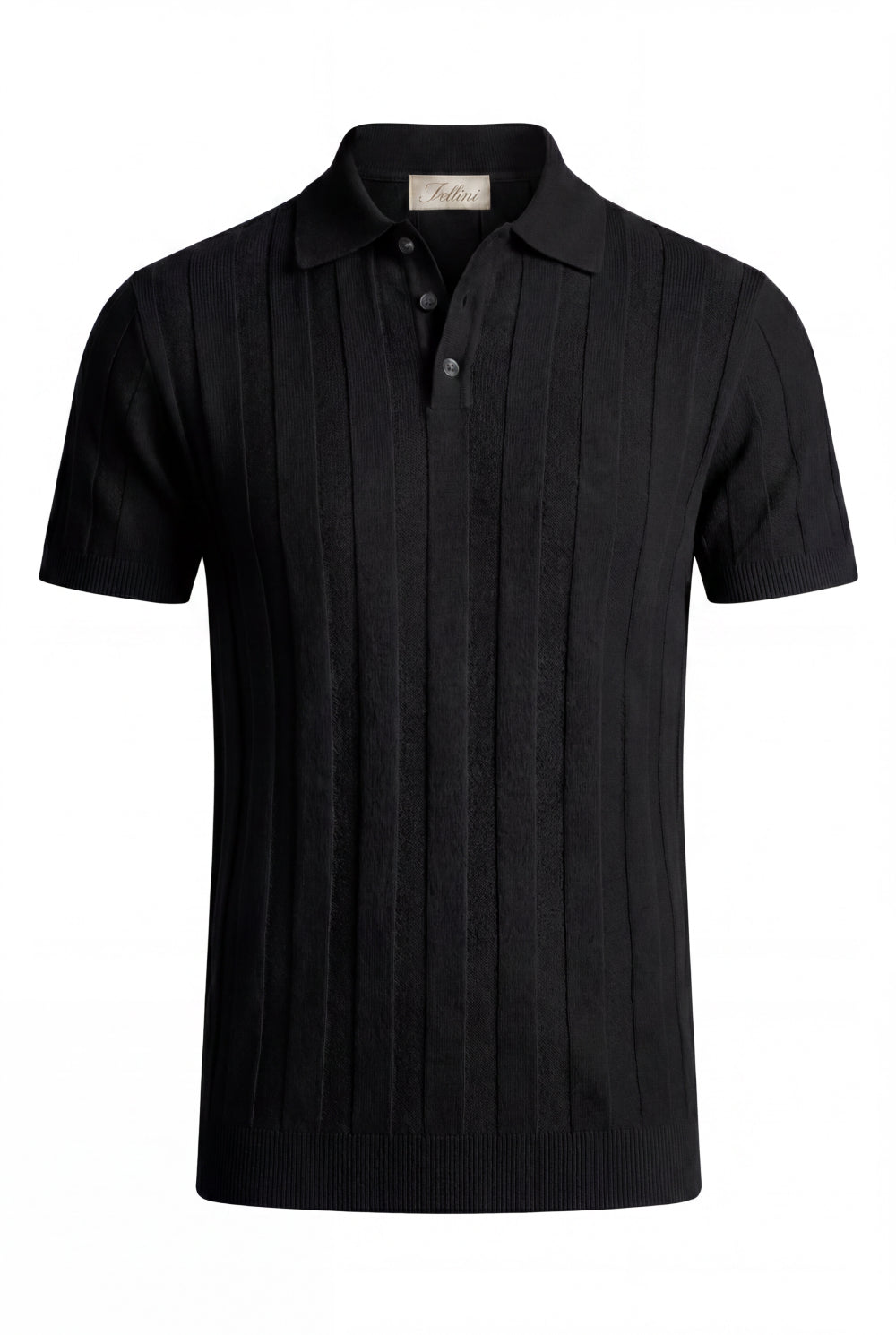 The Bellagio Ribbed Knit Polo Black