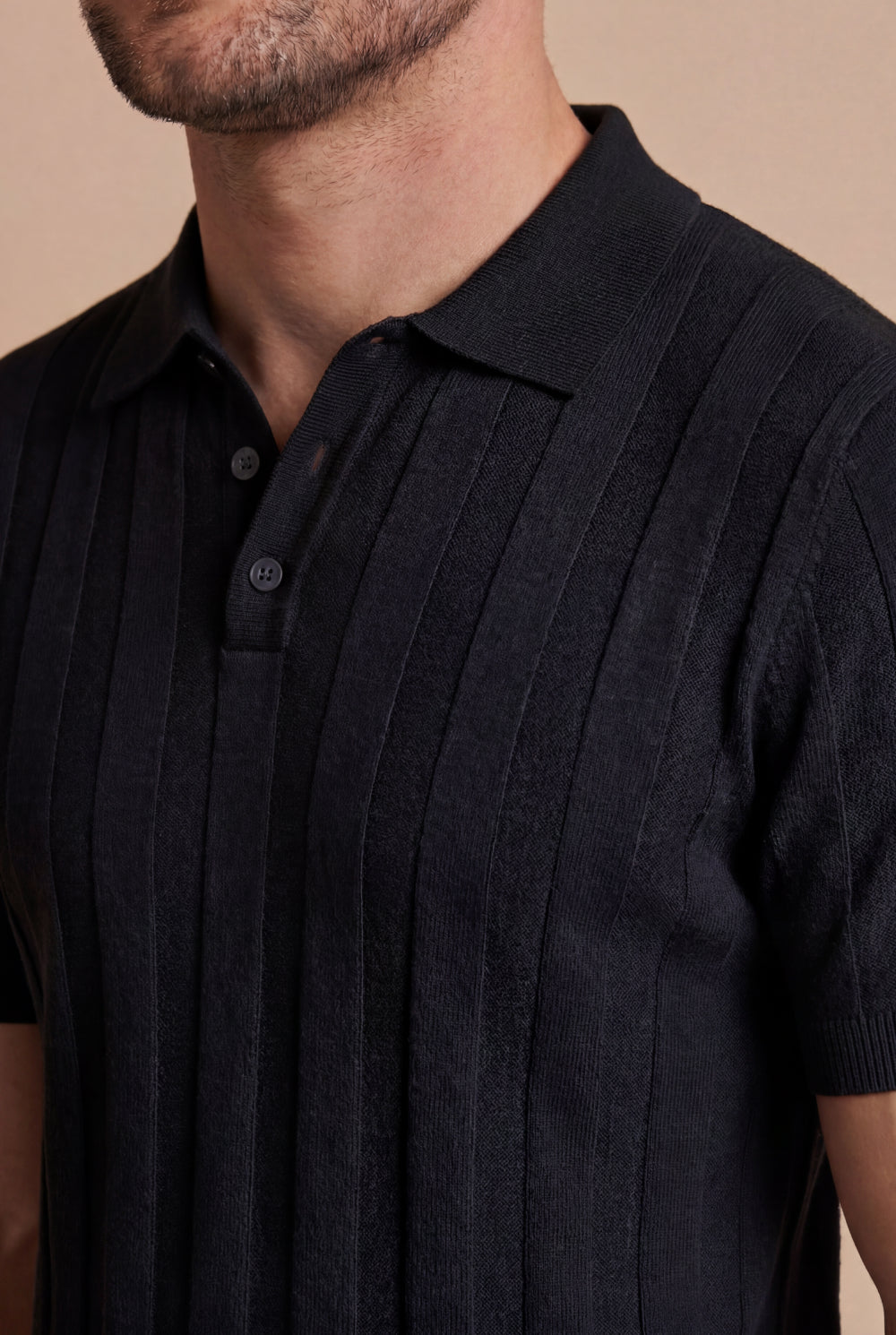 The Bellagio Ribbed Knit Polo Black