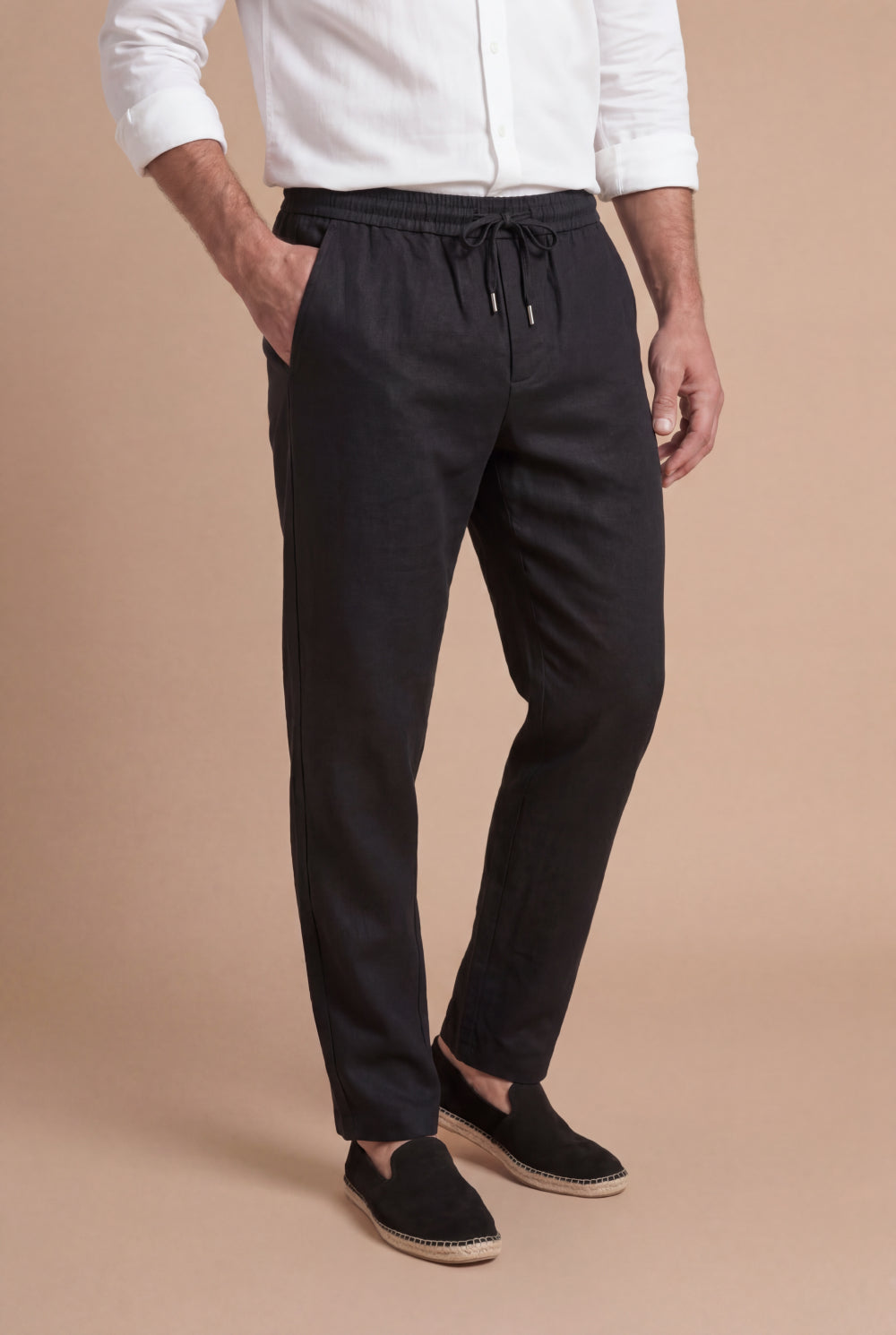The Portofino Linen Trouser Black