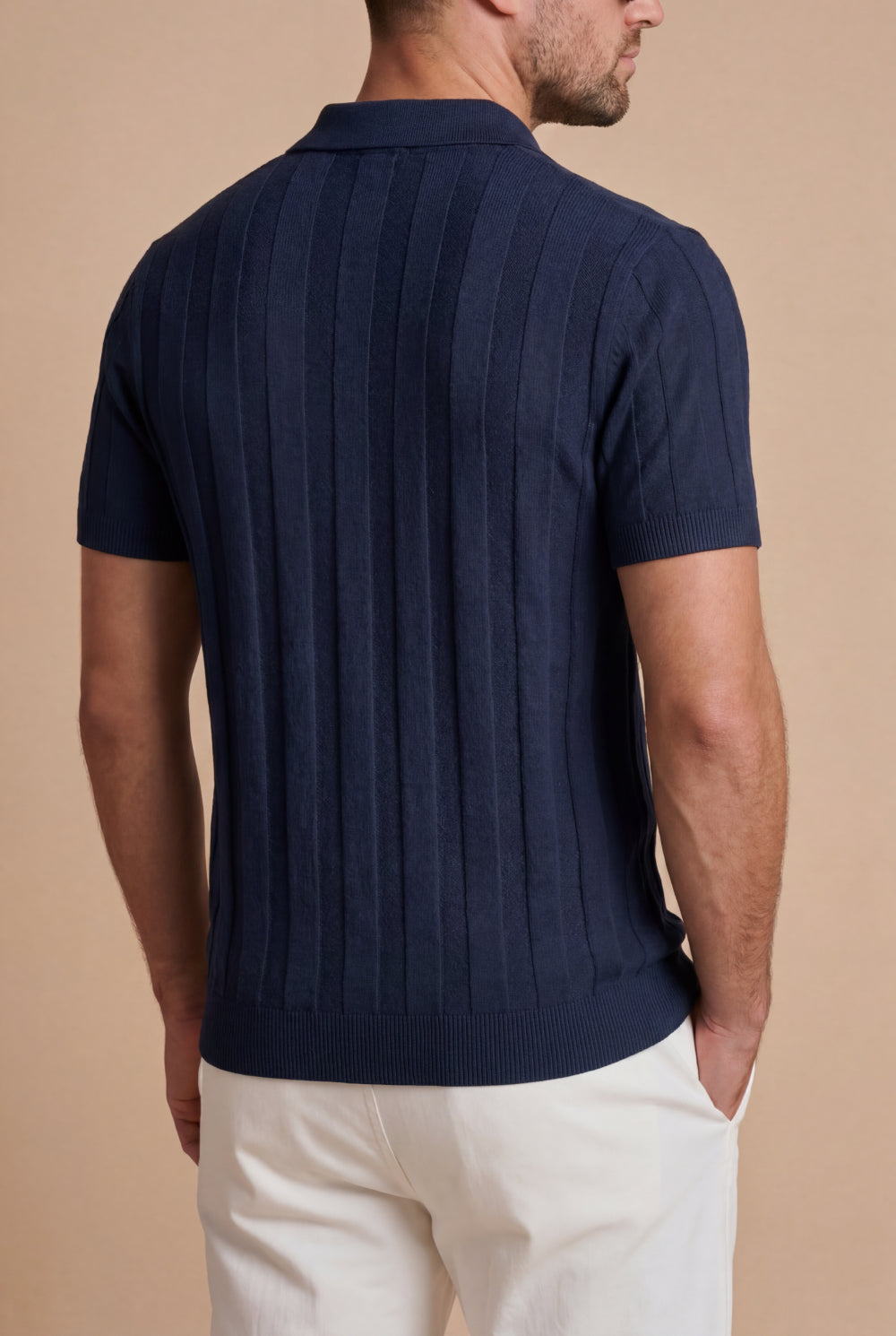 The Bellagio Ribbed Knit Polo Deep Navy