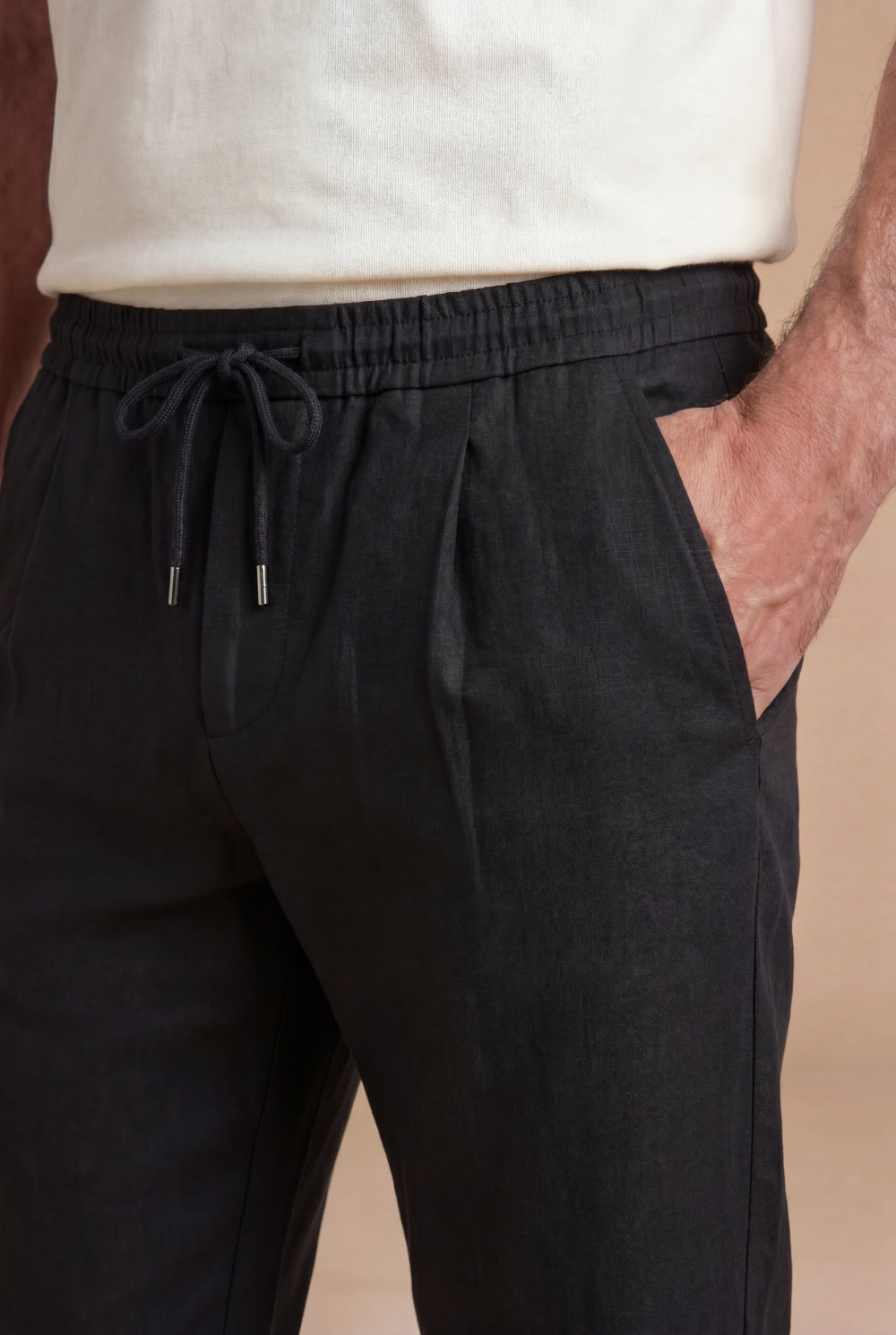The Portofino Linen Trouser Black