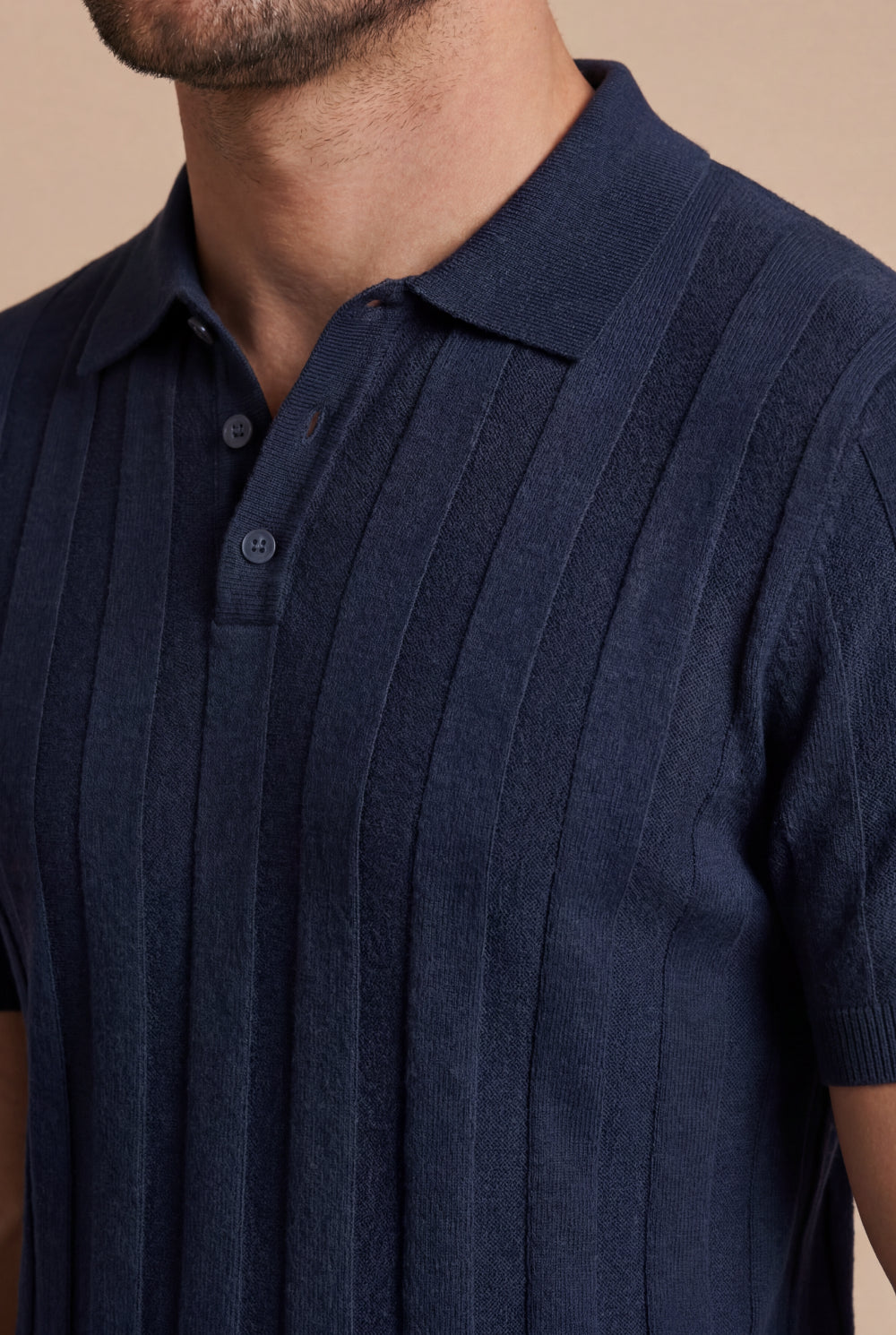 The Bellagio Ribbed Knit Polo Deep Navy