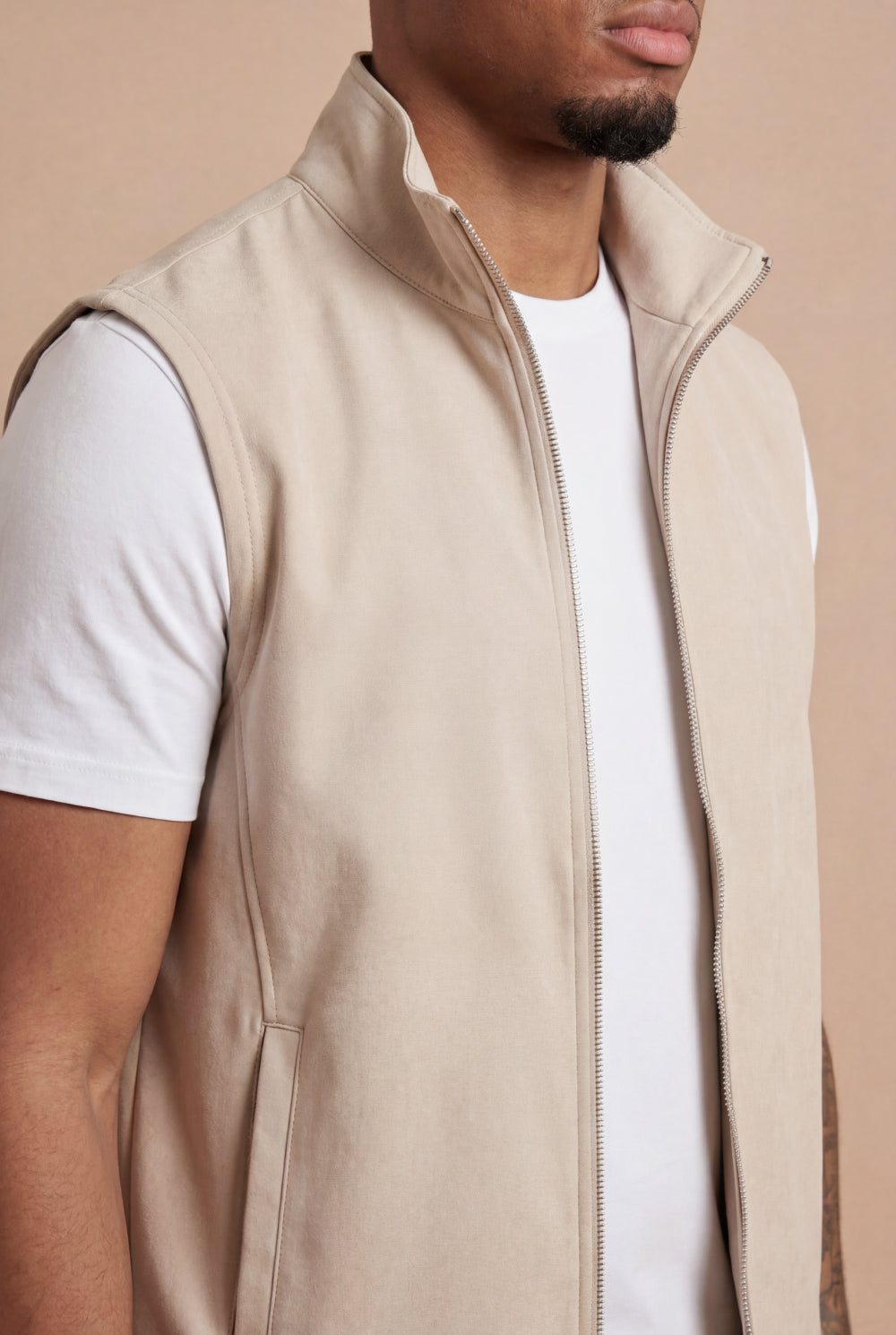 Valerio Body Warmer Vest Ecru Beige